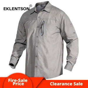 EKLENTSON Outdoor Shirts Men Quick Dry Hiking Fishing Shirts Multi-pockets  Breathable Tactical Shirts Cargo Work Shirts 